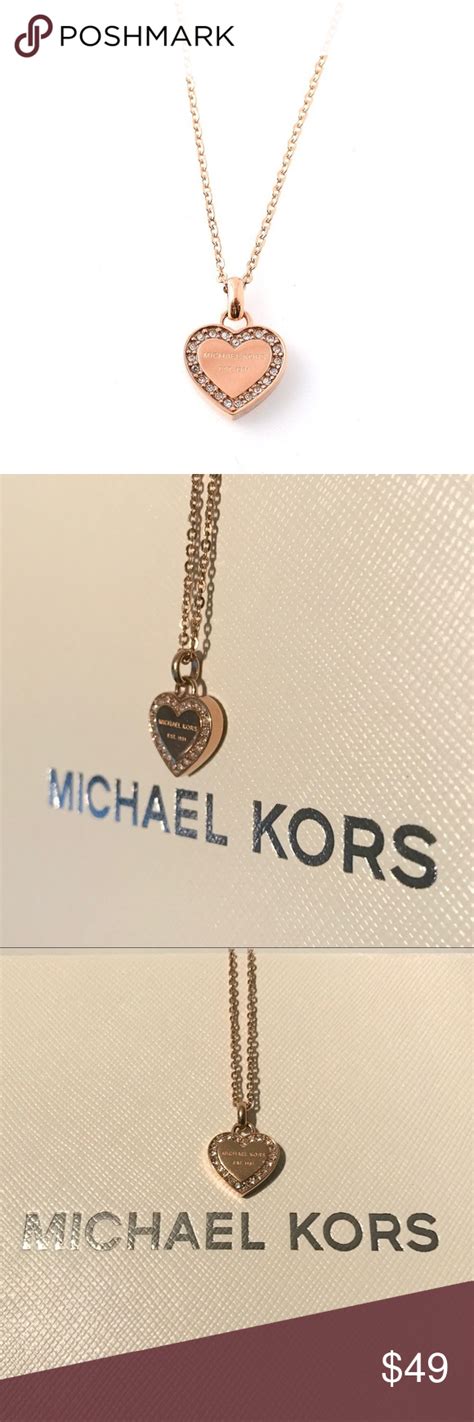 michael kors small heart charm necklace|mk studs.